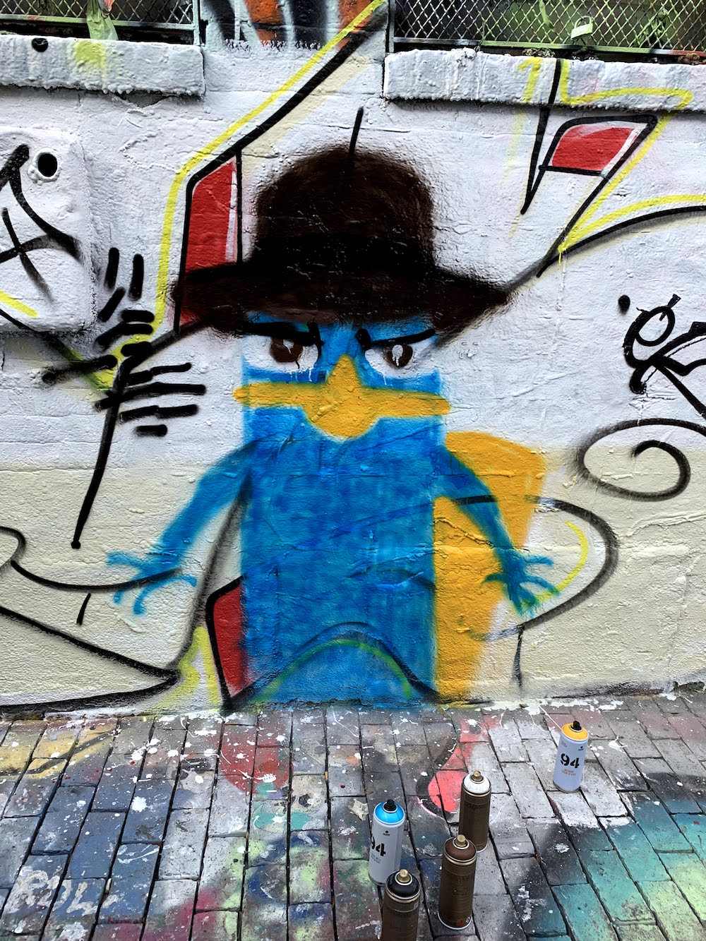 A LARGE! graffiti of Perry the Platypus.