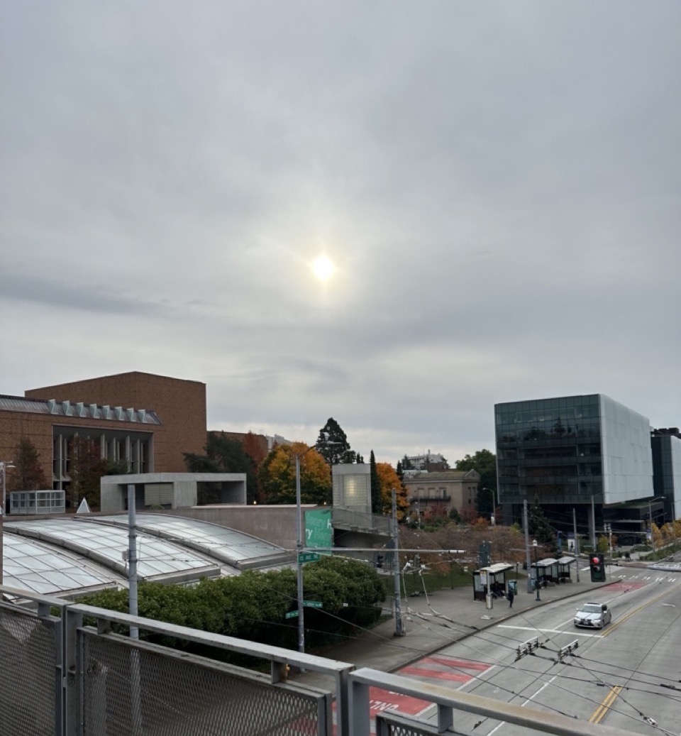 sun struggling to peak through behind a blanket of gray clouds