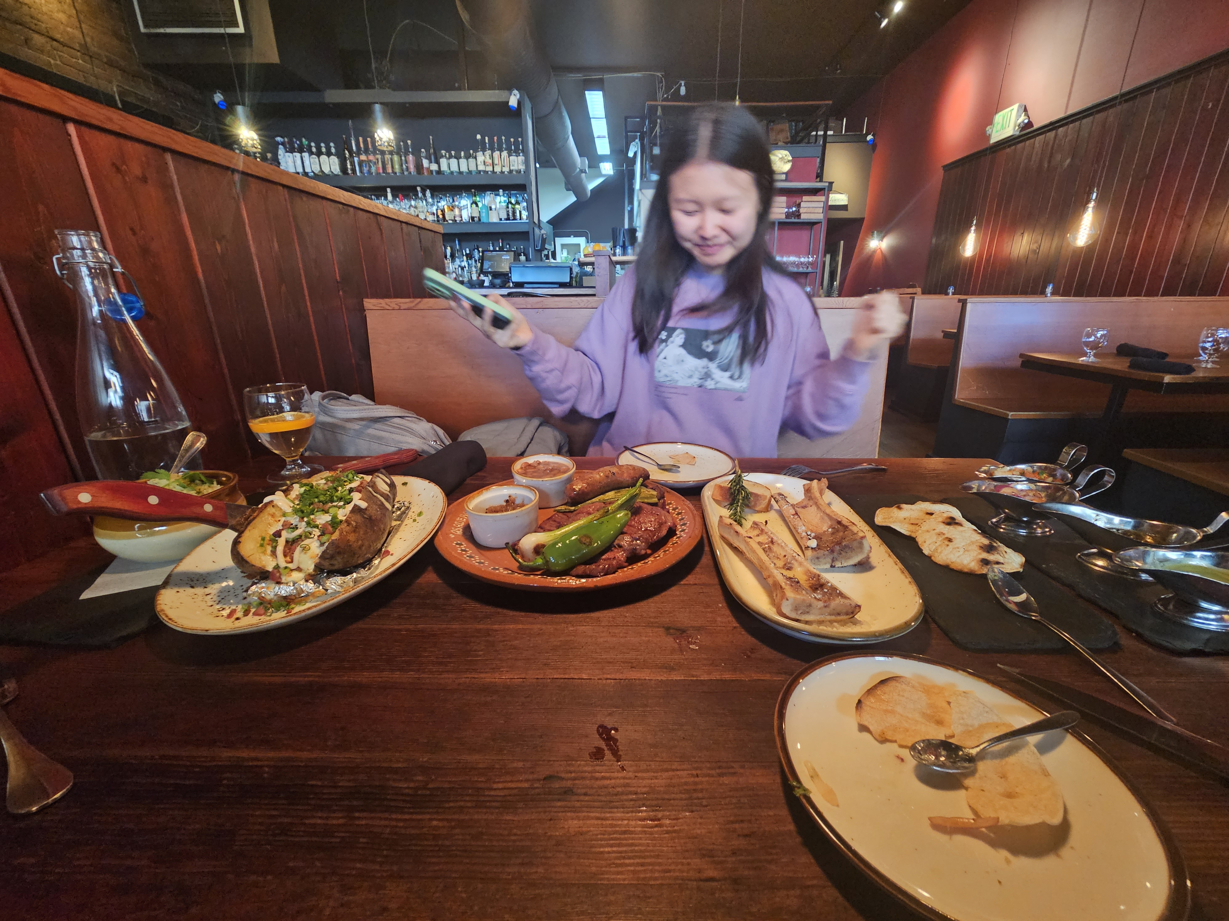 me having the time of my life with a bunch of food in front of me